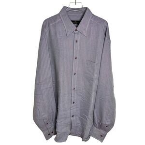 Bugatchi Dress Shirt Mens Size XL Gray Blue Classic Long Sleeve Button Up Xlarge